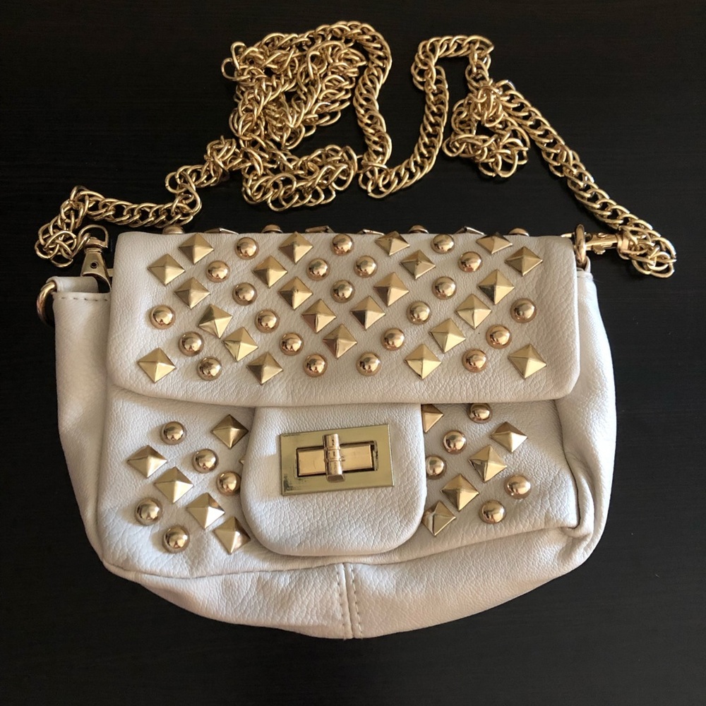Cream Gold Studded Purse